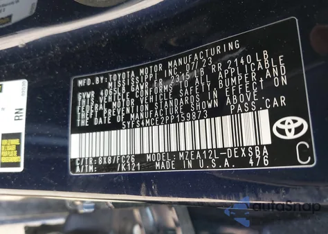 2023 Toyota Corolla Se z USA, uszkodzony, nr VIN 5YFS4MCE2PP159873